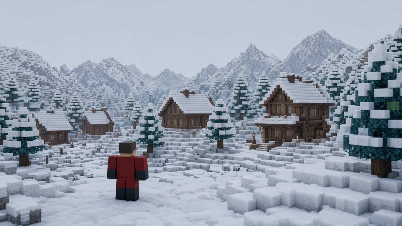 Snow village in Night mode